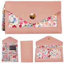 LW191 PINK FLORAL MEDIUM PURSE W/COIN SECTION