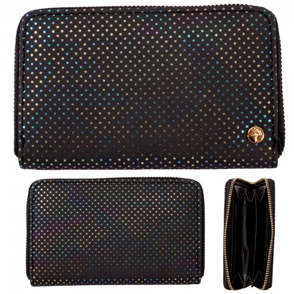 LW215 BLACK METALLIC SPOT MEDIUM PURSE W/COIN SECTION