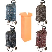 MS-001 ASSORTED CRANE PATTERN TWO-WHEELED TROLLEY BOX OF TEN