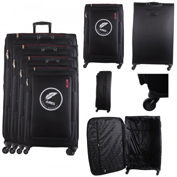 AR727 BLACK TRAVEL TROLLEY SUITCASE SET OF 4