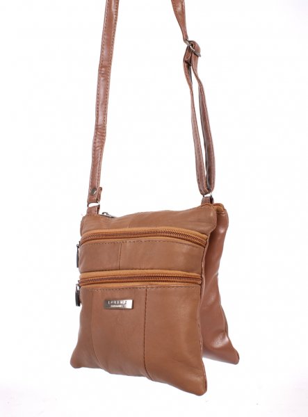 1941 SMALL TWIN SECTION NAPPA BAG WITH 4 ZIPES TAN