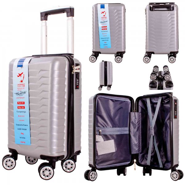 T-HC-US-1627 SILVER 15.7'' UNDER-SEAT CABIN-SIZE TRAVEL TROLLEY