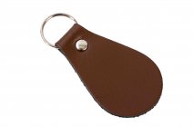 BROWN LEATHER OVAL KEY RING