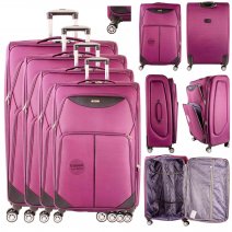 EV-448 PURPLE/BLACK SET OF 4 TRAVEL TROLLEY SUITCASES