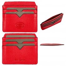 0585 ROSSO PEBBLE LEATHER RFID CARD CASE