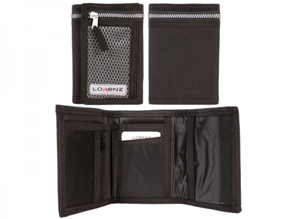 8000 BLACK Sports Wallet Flap & Back Zip