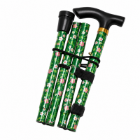2879 Green With Flowers Value Folding Walking Stick Plain 2879 Green With Flowers Value Folding Walking Stick Plain