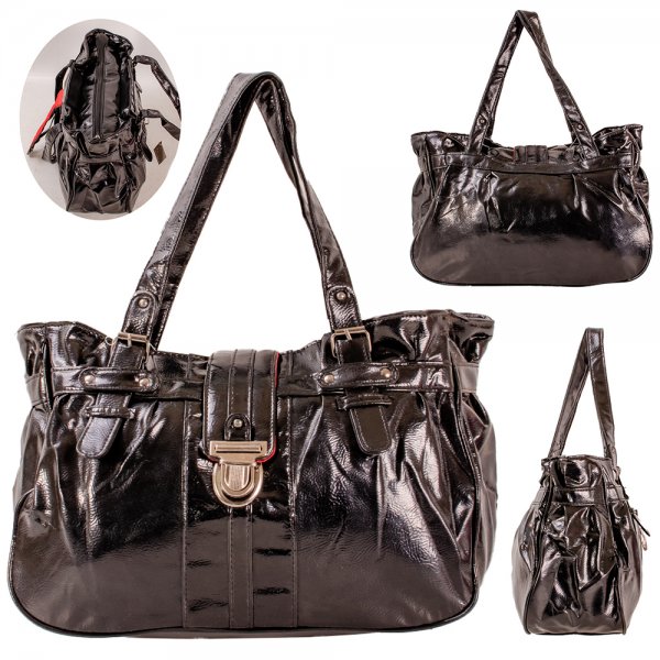 JB.HB-2053 BLACK FLIP-LOCK FASHION SHOULDER BAG