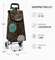 LL-ST05 FLOWER PATTERN 2 WHEEL SHOPPING TROLLEY