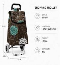 LL-ST05 FLOWER PATTERN 2 WHEEL SHOPPING TROLLEY LL-ST05 FLOWER PATTERN 2 WHEEL SHOPPING TROLLEY