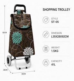 LL-ST05 FLOWER PATTERN 2 WHEEL SHOPPING TROLLEY