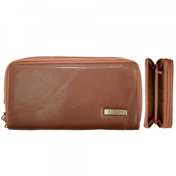 4618 TAN PATCHWORK TWIN ZIP PURSE