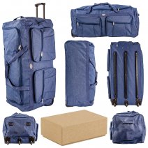 KS-100 34'' NAVY 3-WHEELED HOLDALL TRAVEL BAG BOX OF 6