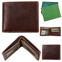 NCBO-4089 BROWN RFID LEATHER WALLET W/NOTE & CREDIT CARD SECTION