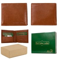 1061 TAN BOX OF 12 RFID LEATHER WALLET W/NOTE & CREDIT CARD SEC