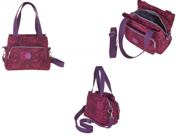 2503 RED PATTND CRINKLED NYLON H'BAG WITH SHLDER ST