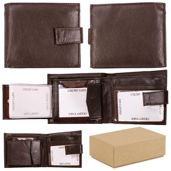 S-092 BROWN LEATHER WALLET BOX OF 12