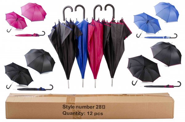 2813 BOX OF 12 UNISEX TWO TONE AUTOMATIC UMBRELLA