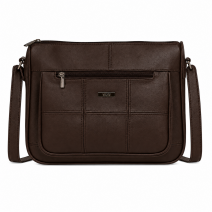 3736 Dark Brown Lorenz Cow Hide Top Zip Bag