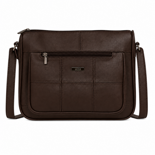 3736 Dark Brown Lorenz Cow Hide Top Zip Bag