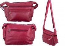 5732TOP ZIP PU BAG WTH 2 FRNT ZIP BCK ZIP & P RED