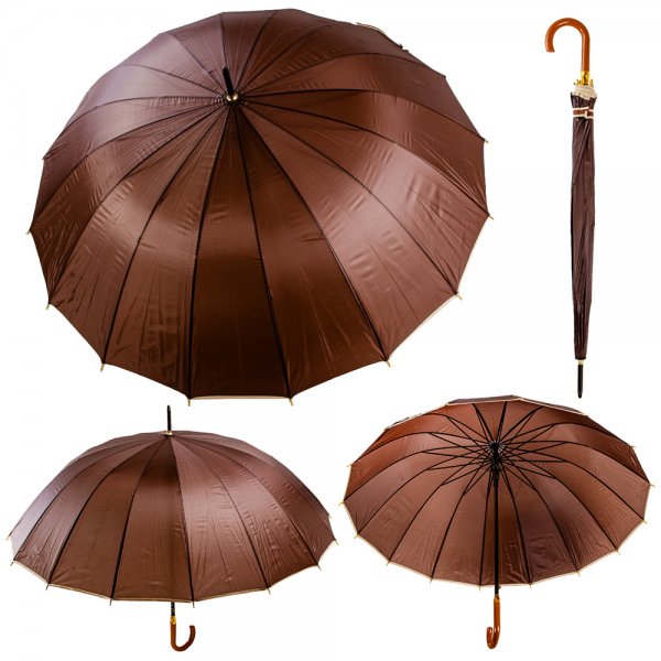 0895 BROWN PUSH-BUTTON UMBRELLA