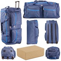 KS-100 34'' NAVY/BLUE 3-WHEELED HOLDALL TRAVEL BAG BOX OF 6