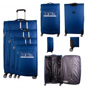 T-SC-02 NAVY BLUE SET OF 4 TRAVEL TROLLEY SUITCASES