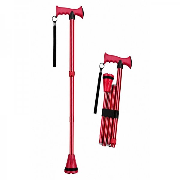 2888 Red Adjustable Folding Walking Stick