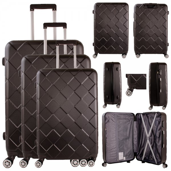 T-HC-11 BLACK DETACHABLE WHEELS SET OF 3 TRAVEL TROLLEY SUITCASE