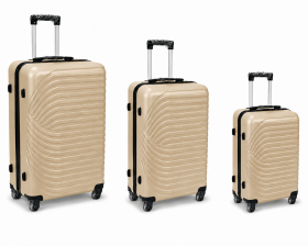 003 Set of 3 Beige Hard Shell Suitcases