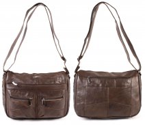 3742 Top zip C.hide bag with 3 front & 1 back BROWN P081