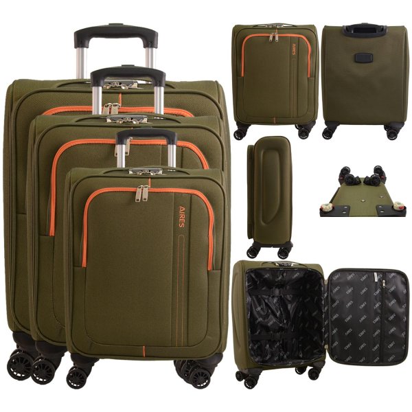 AR721 GREEN TROLLEY TRAVEL TROLLEY SET OF 3
