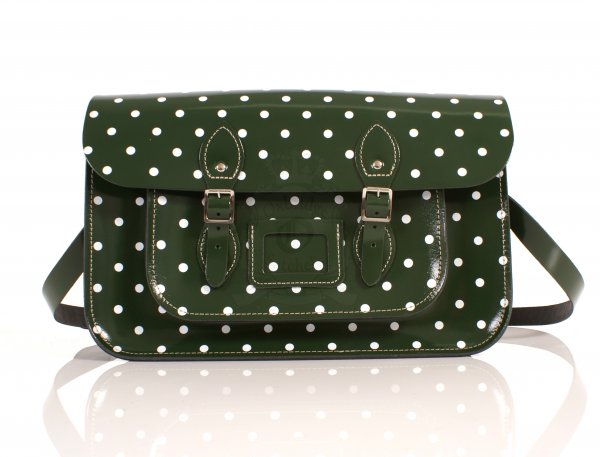 RL15 PATENT GREEN POLKA DOT ENGLISH NEW