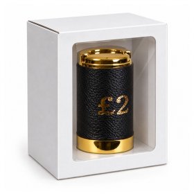 8607 Black-Gold Â£2 Coin Holder With Leather (New)