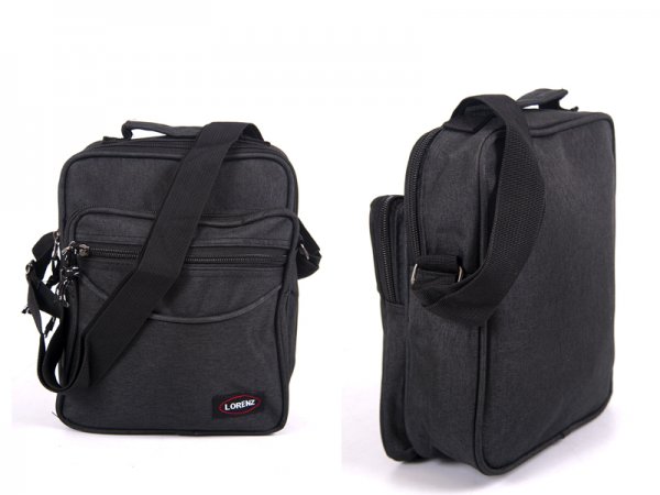 2514 Black Medium Bag With Top Zip, 2 Front Zips &