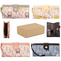 7251 BOX OF 12 TEDDY PRINT LARGE PU WRIST PURSE W/COIN SECTION