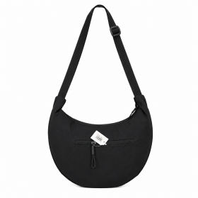 2304 Black Adjustable Nylon Crescent Crossbody Bag