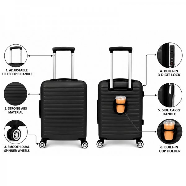 T-HC-US-1861 Black EasyJet Approved Cabin Suitcase