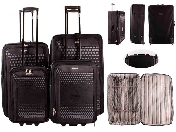 EV-426 BLACK SET OF 4 TROLLEY SUITCASE LUGGAGE BAG