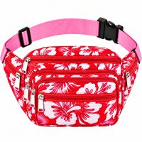 8056 Red Floral Bright Colored Multizip Bumbag (New) 8056 Red Floral Bright Colored Multizip Bumbag (New)