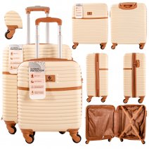 1996 CREAM SET OF 2 TRAVEL TROLLEY LUGGAGE SUITCASE