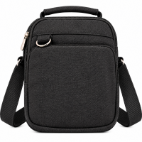 2561 Black Canvas 3 Zips X-Body Bag With Adjustable Strap (New)