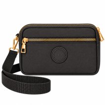 2439 Black Mini Triple Zip Round XBody Bag With Wrist Strap(New)