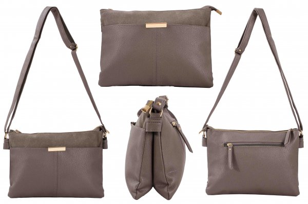 JBFB360 GREY PU HANDBAG WITH MULTIPLE POCKETS