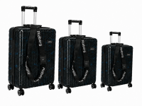 088 Black Sparkle 3-Pieces Hard Shell Travel Luggage Set