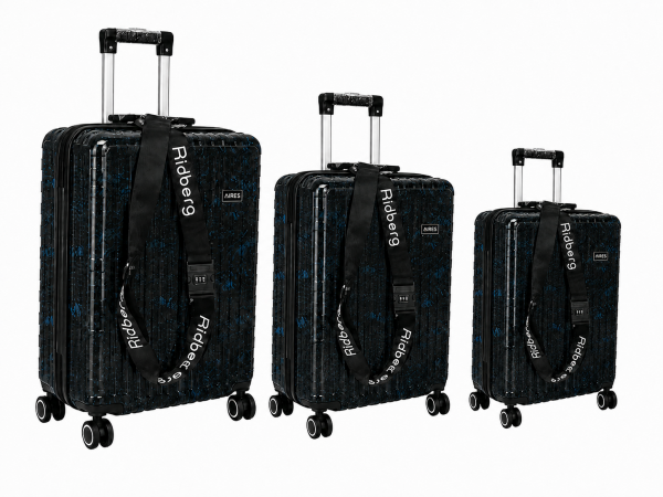 088 Black Sparkle 3-Pieces Hard Shell Travel Luggage Set