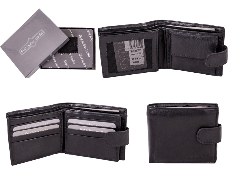 (image for) 022 BLACK BLACK ITALIAN LEATHER WALLET WITH RFID