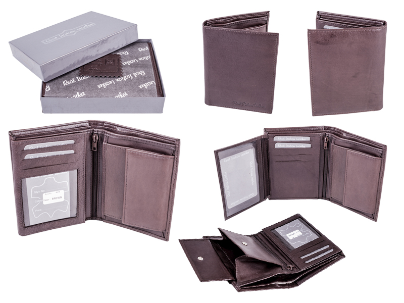 (image for) 029 BROWN - RFID Card Protection Genuine 100% R Leather Wallet