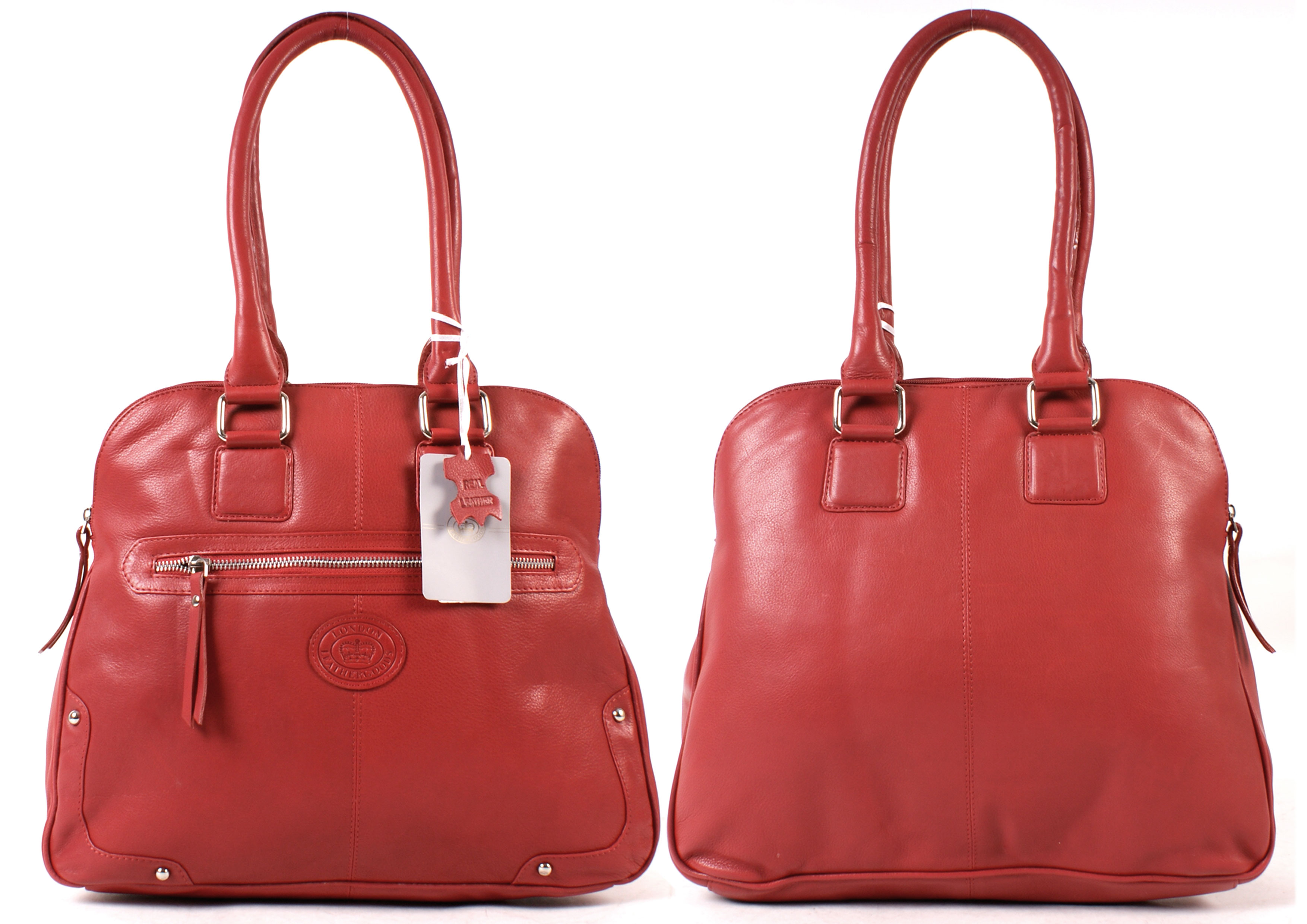 (image for) 0506RED Smth C.Nppa Twin Handle Tote, Front Zip, Studs - Q067